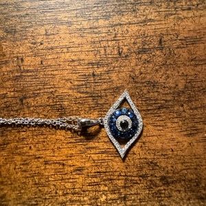 EFFY 14K white gold diamond and sapphire pendant